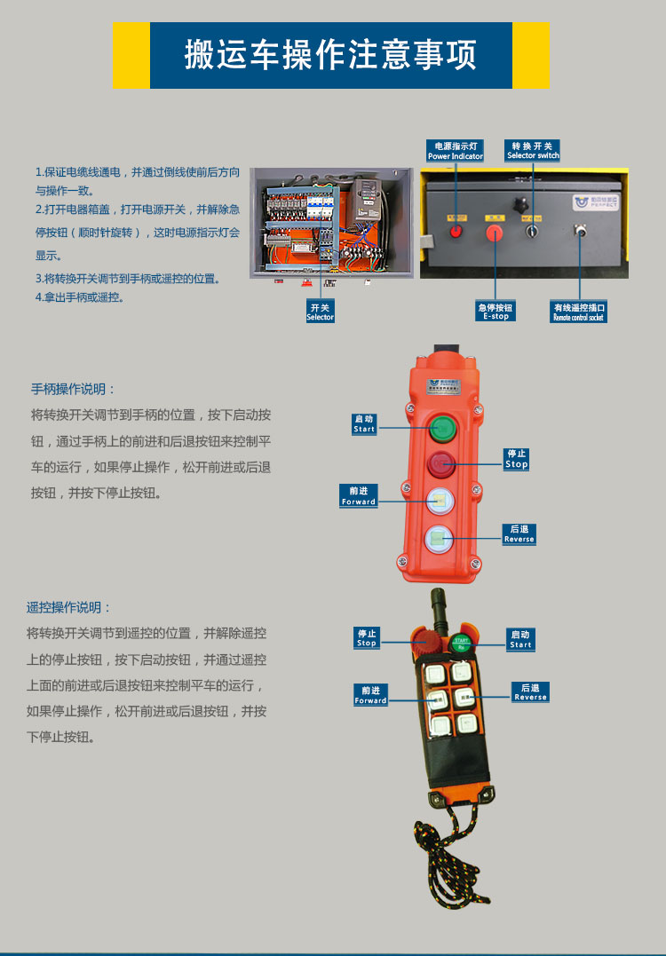 滑触线电动平车操作说明